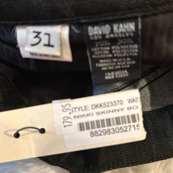 NWT David Kahn black washed skinny bootcut denim size 31 - Picture 8 of 8